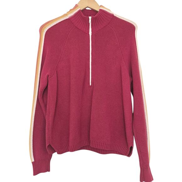 Marine Layer X Lost & Found Snowbird Stripe Sleeve Quarter Zip Sweater Size M - Picture 2 of 10